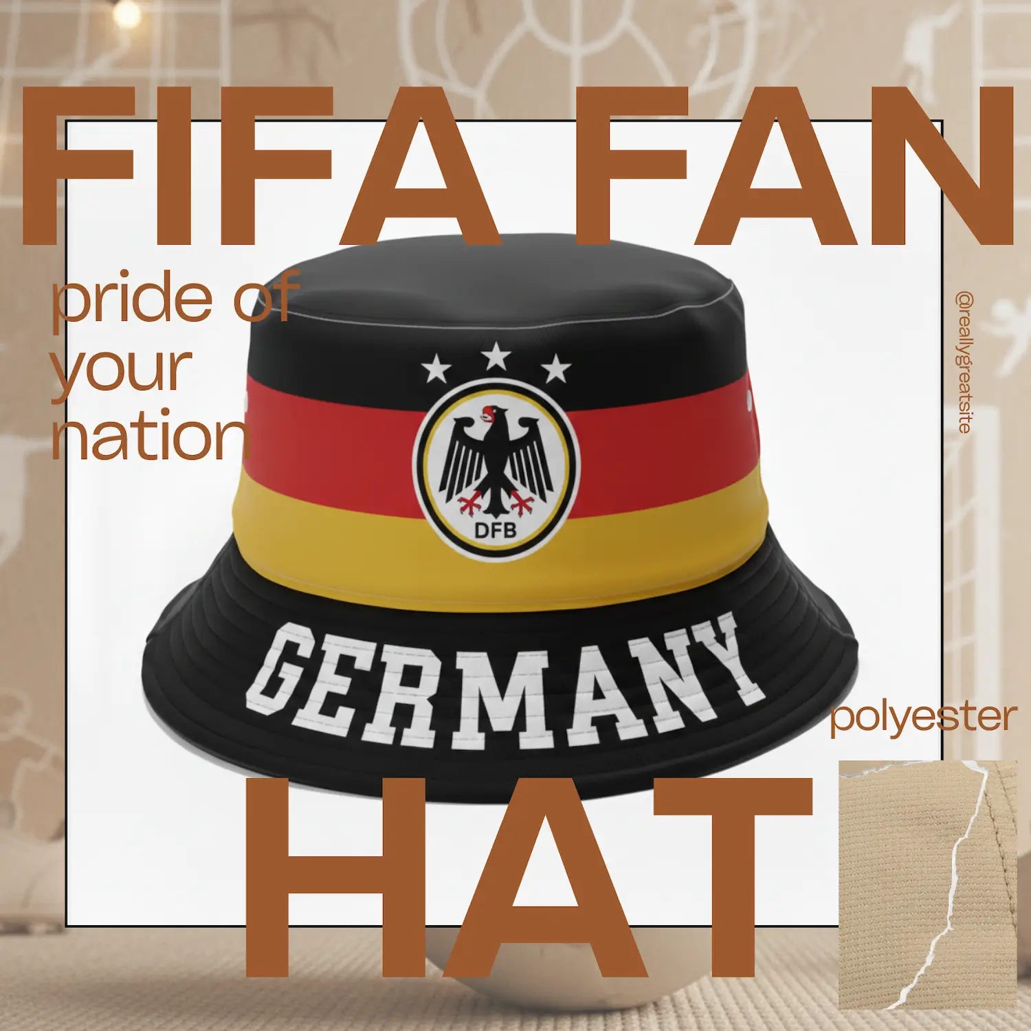 Germany Flag Adjustable Polyester Fan Hat-SKU: NPS-WCP-FAN-018