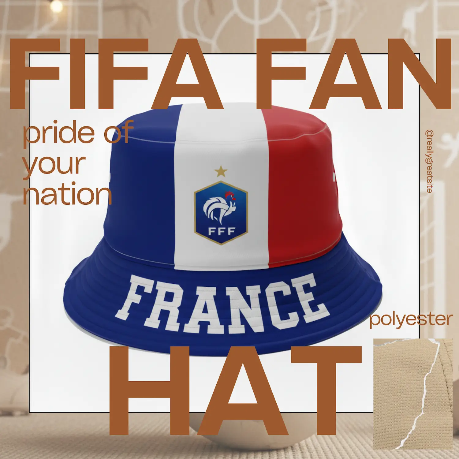 France Flag Adjustable Polyester Fan Hat-SKU: NPS-WCP-FAN-018