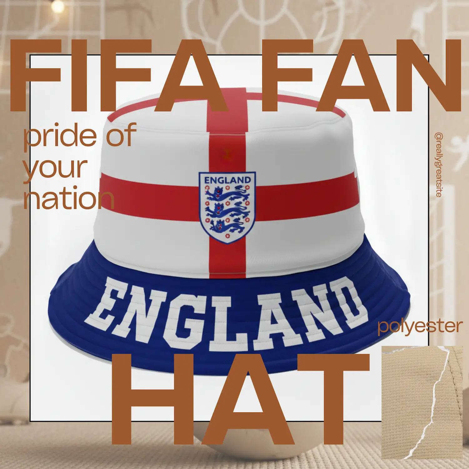 England Flag Adjustable Polyester Fan Hat-SKU: NPS-WCP-FAN-018