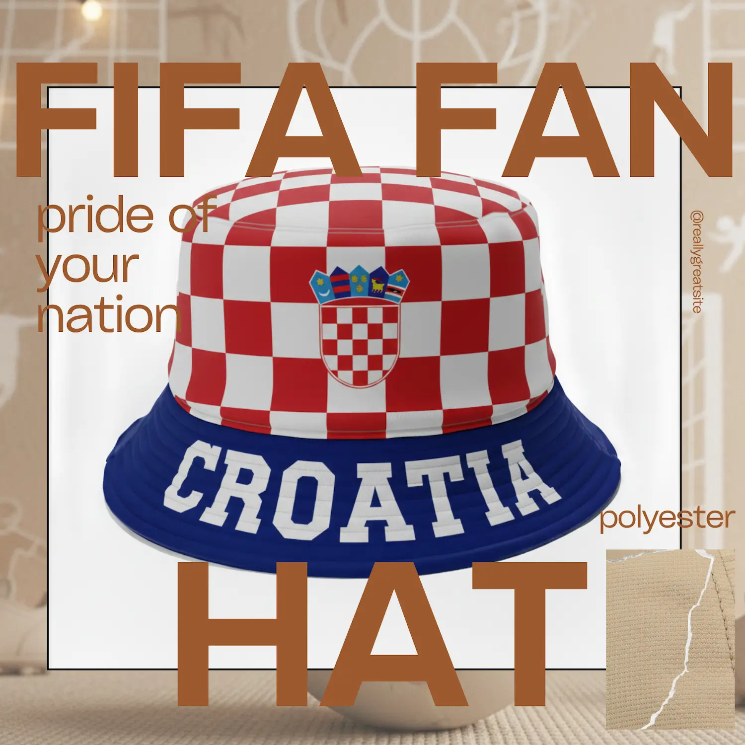 Croatia Flag Adjustable Polyester Fan Hat-SKU: NPS-WCP-FAN-018