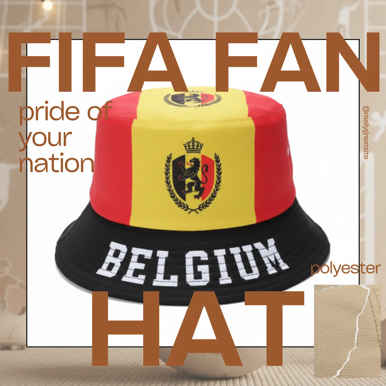 Belgium Flag Adjustable Polyester Fan Hat-SKU: NPS-WCP-FAN-018