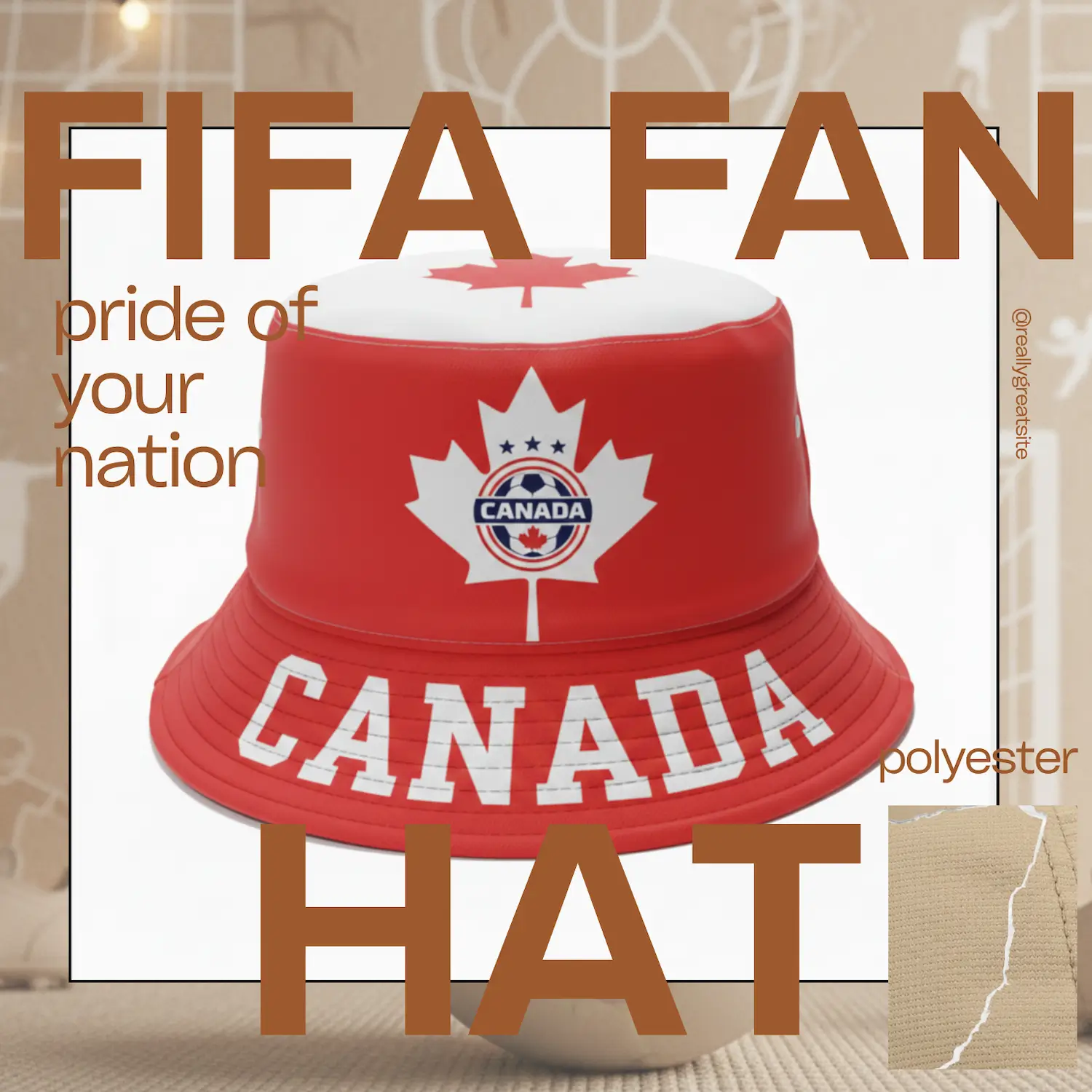 Canada Flag Adjustable Polyester Fan Hat-SKU: NPS-WCP-FAN-018