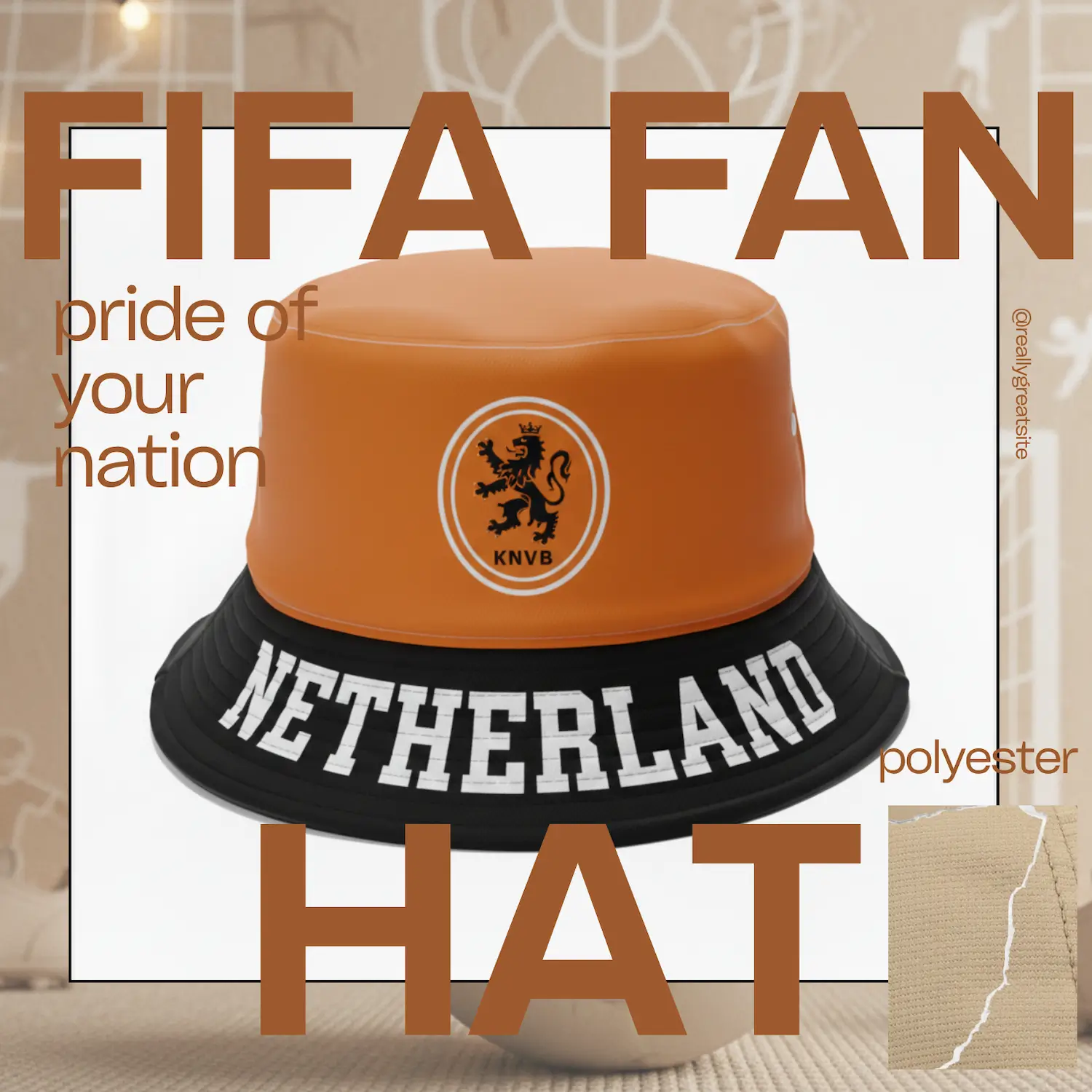 Netherlands Flag Adjustable Polyester Fan Hat-SKU: NPS-WCP-FAN-018