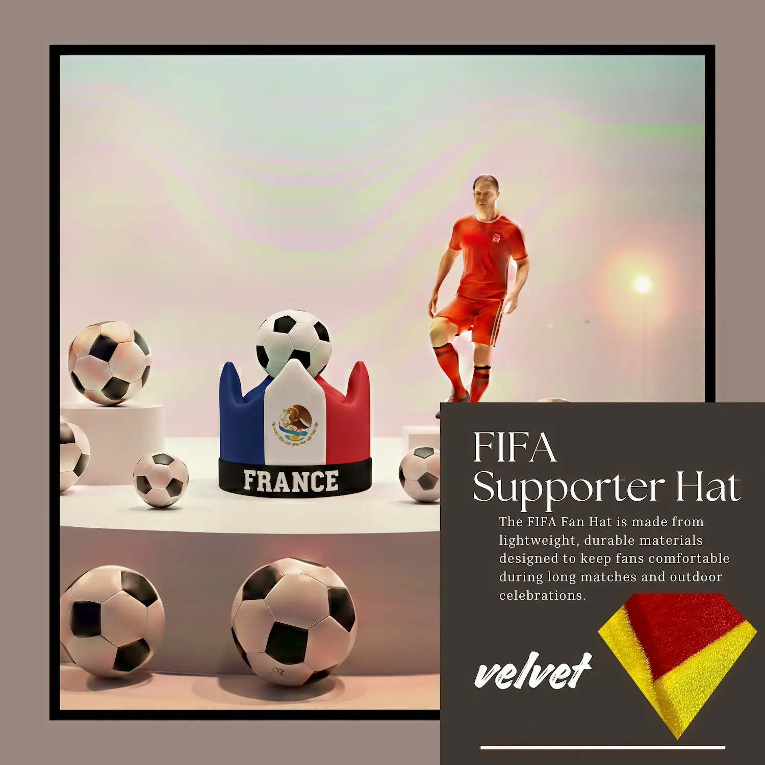 France Flag Premium Velvet Fan Hat-SKU: NPS-WCP-FAN-019