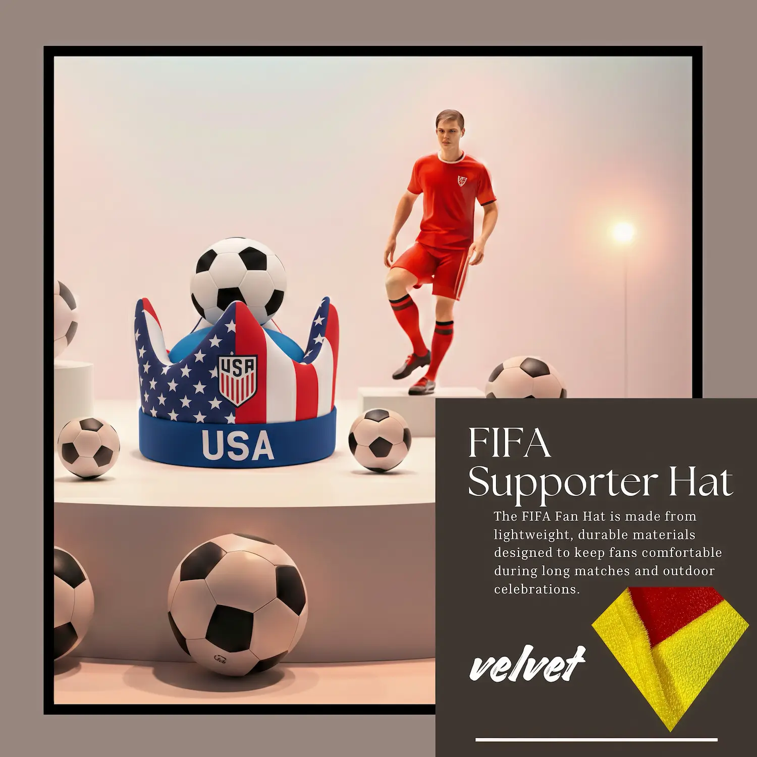USA Flag Premium Velvet Fan Hat-SKU: NPS-WCP-FAN-019