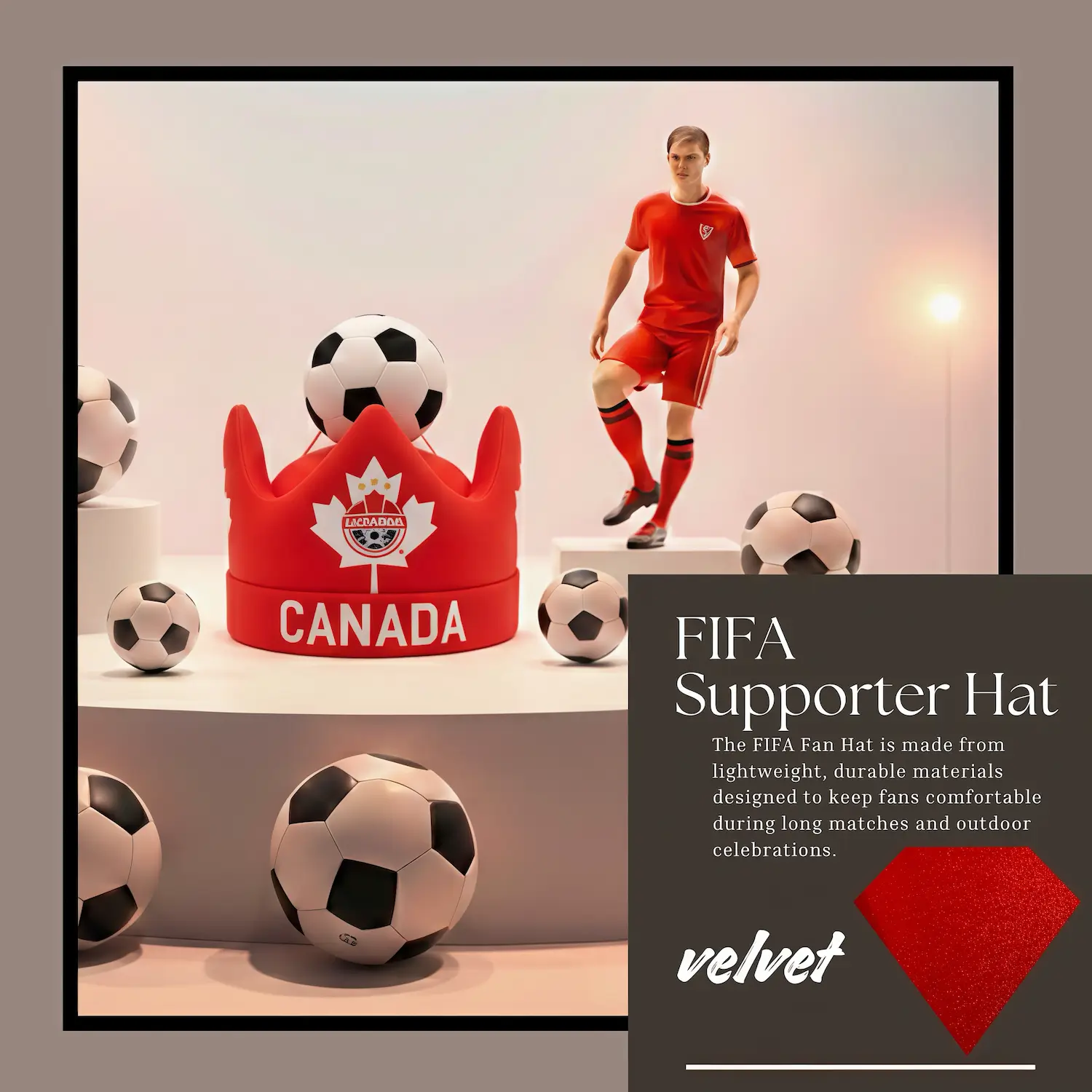 Canada Flag Premium Velvet Fan Hat-SKU: NPS-WCP-FAN-019