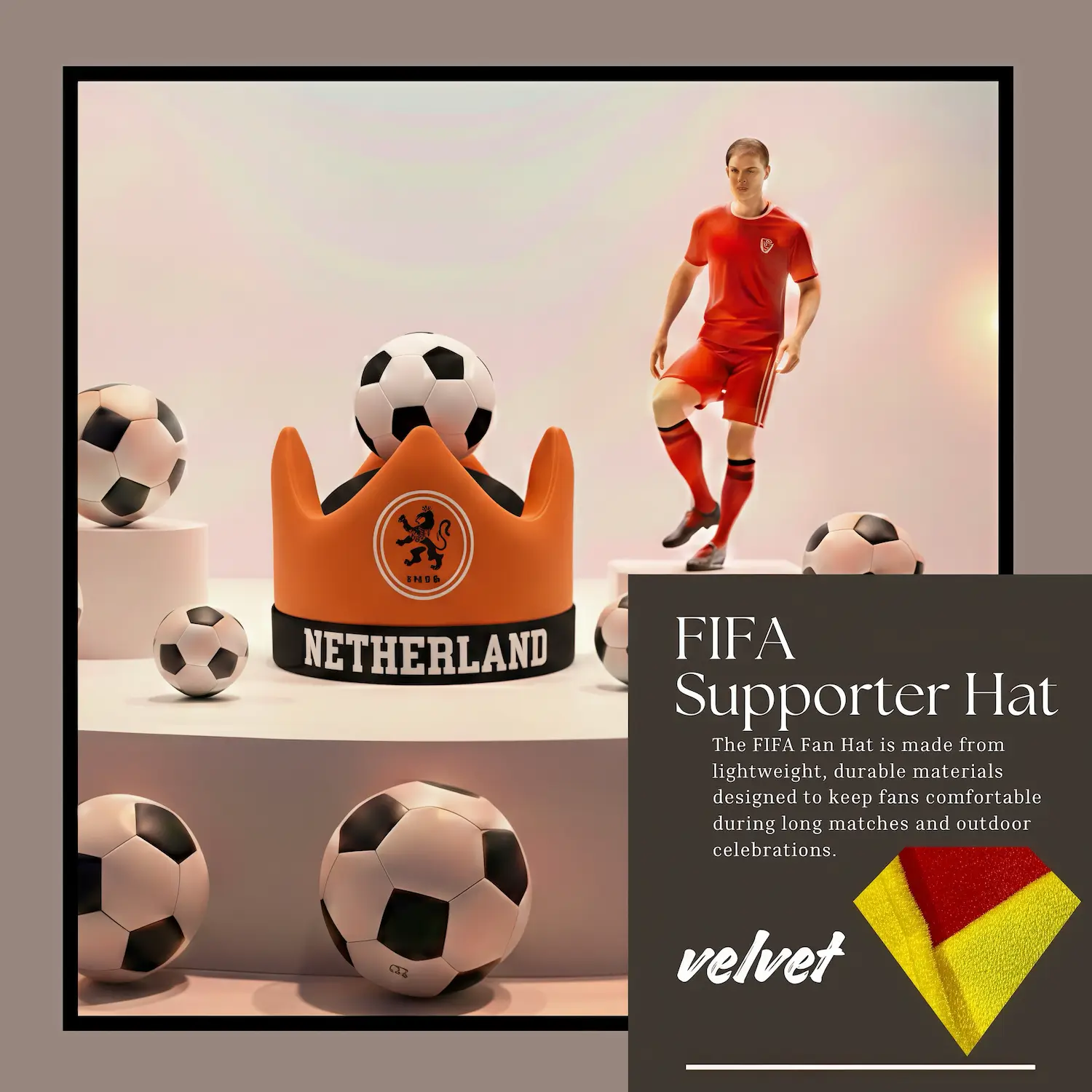 Netherlands Flag Premium Velvet Fan Hat-SKU: NPS-WCP-FAN-019