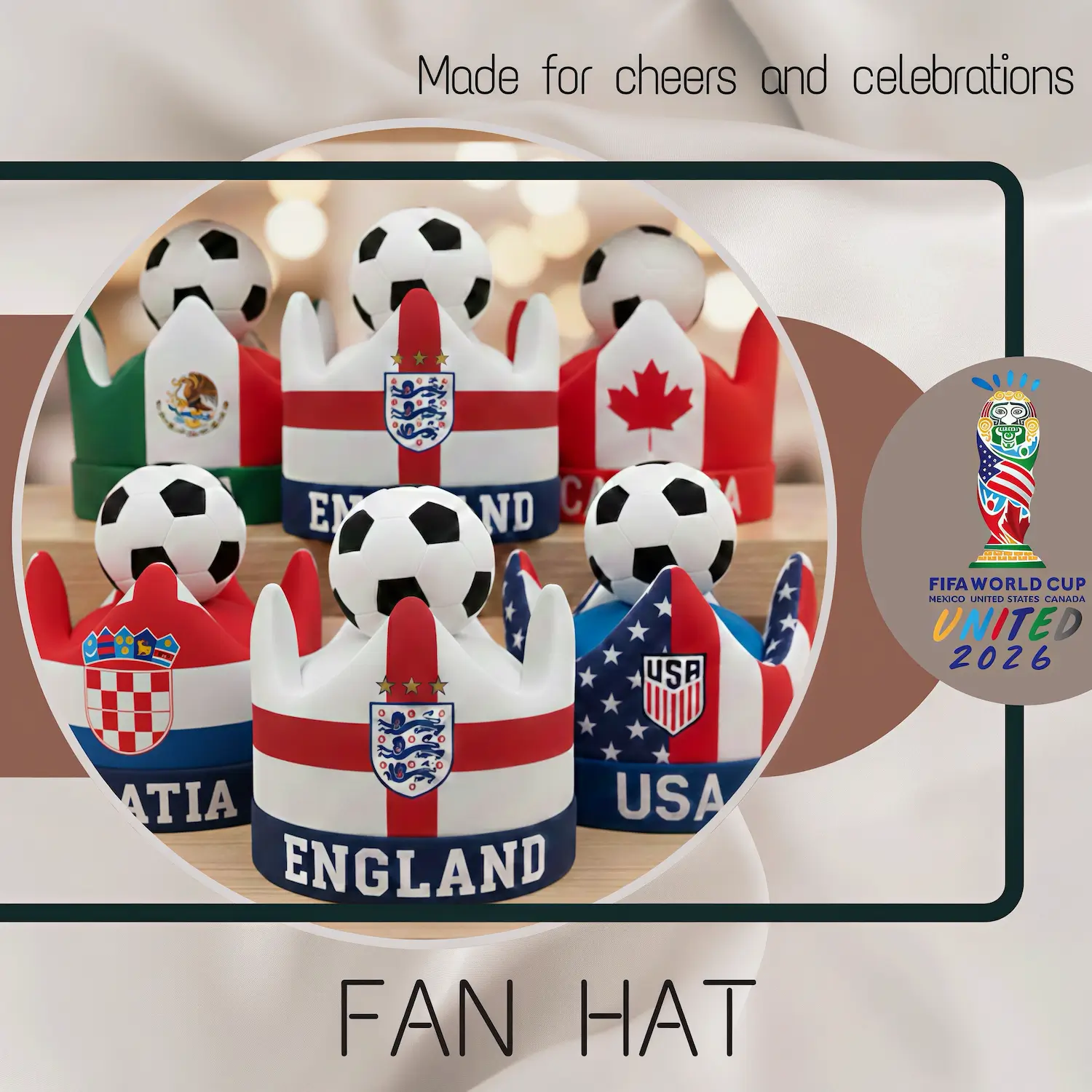 Premium Velvet 58CM Adjustable Event Fan Hat-SKU: NPS-WCP-FAN-019
