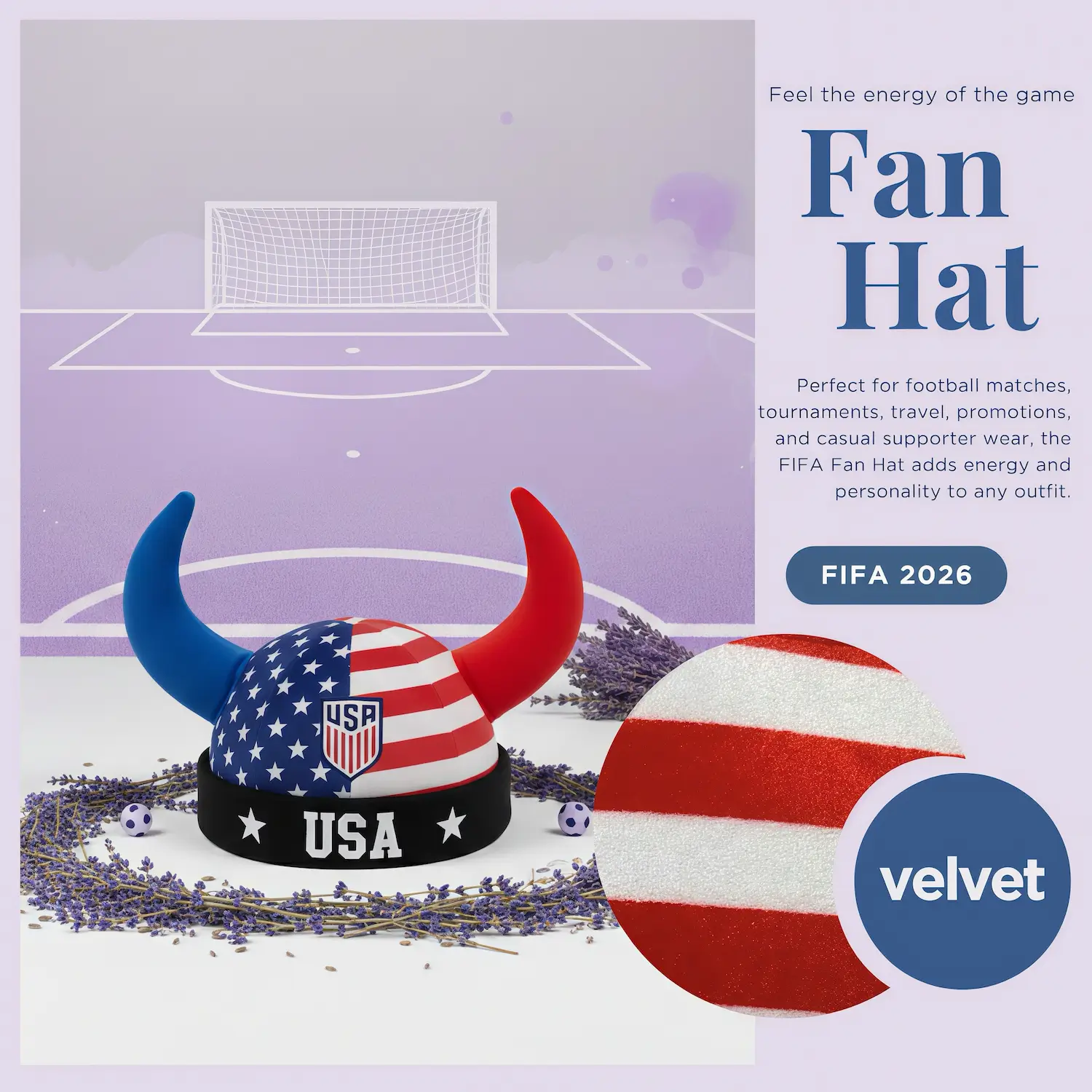 FIFA World Cup USA National Team Velvet Viking Fan Hat - SKU:NPS-WCP-FAN-020