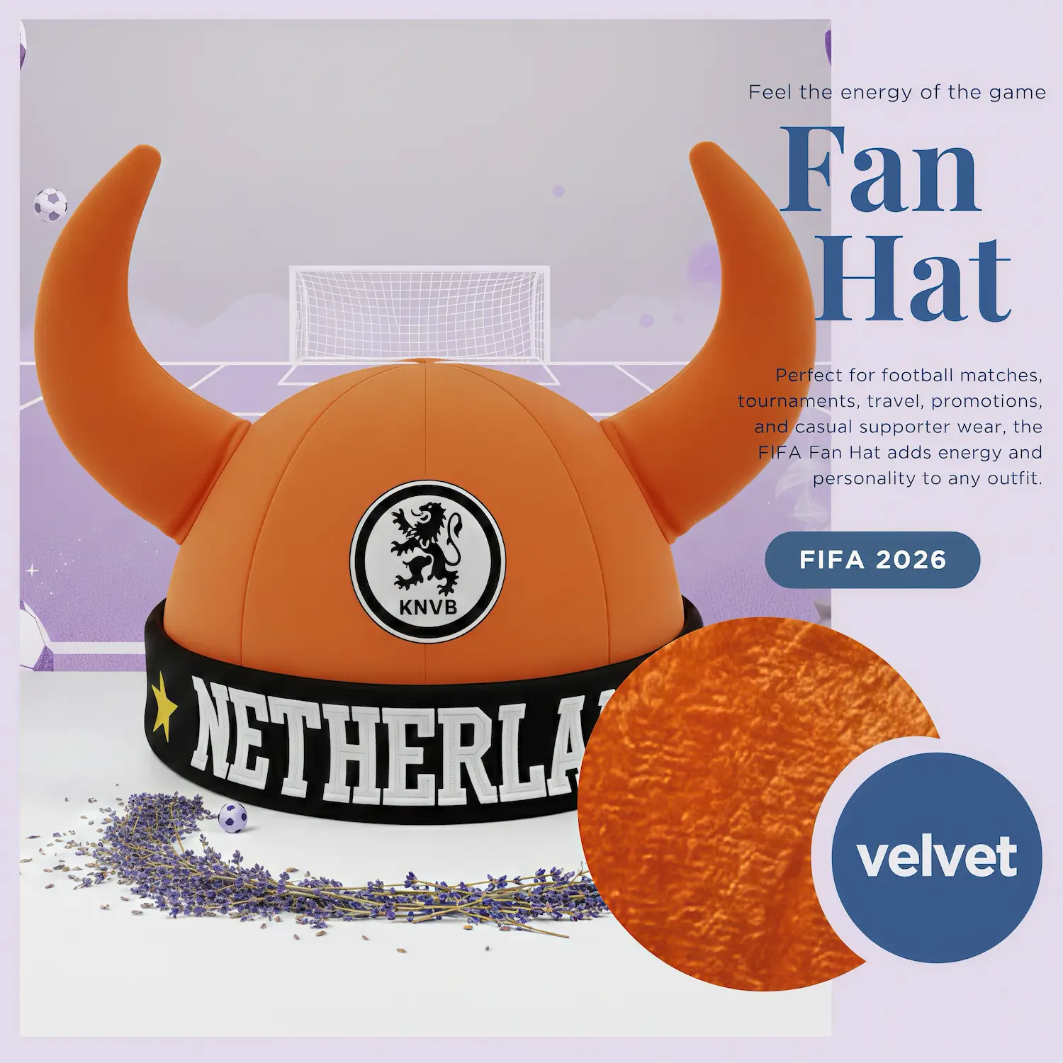 FIFA World Cup Netherlands National Team Velvet Viking Fan Hat - SKU:NPS-WCP-FAN-020