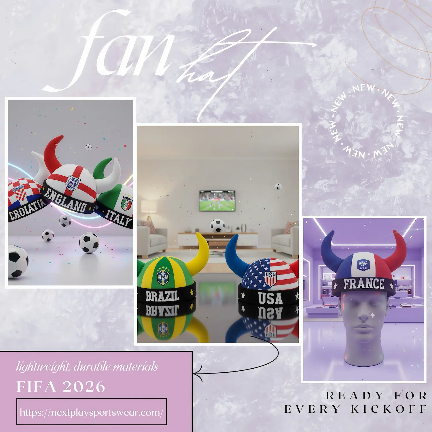 FIFA World Cup Multi-National Team Velvet Viking Fan Hat Collection - SKU:NPS-WCP-FAN-020