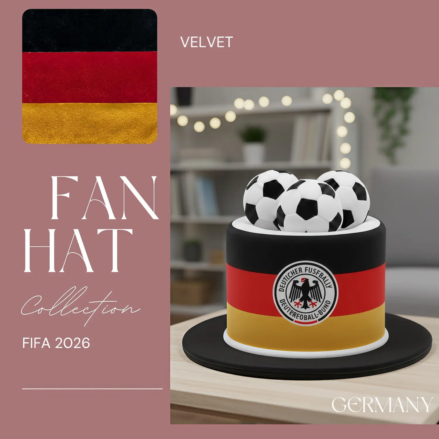 FIFA World Cup Germany National Team Premium Velvet Fan Top Hat - SKU:NPS-WCP-FAN-021