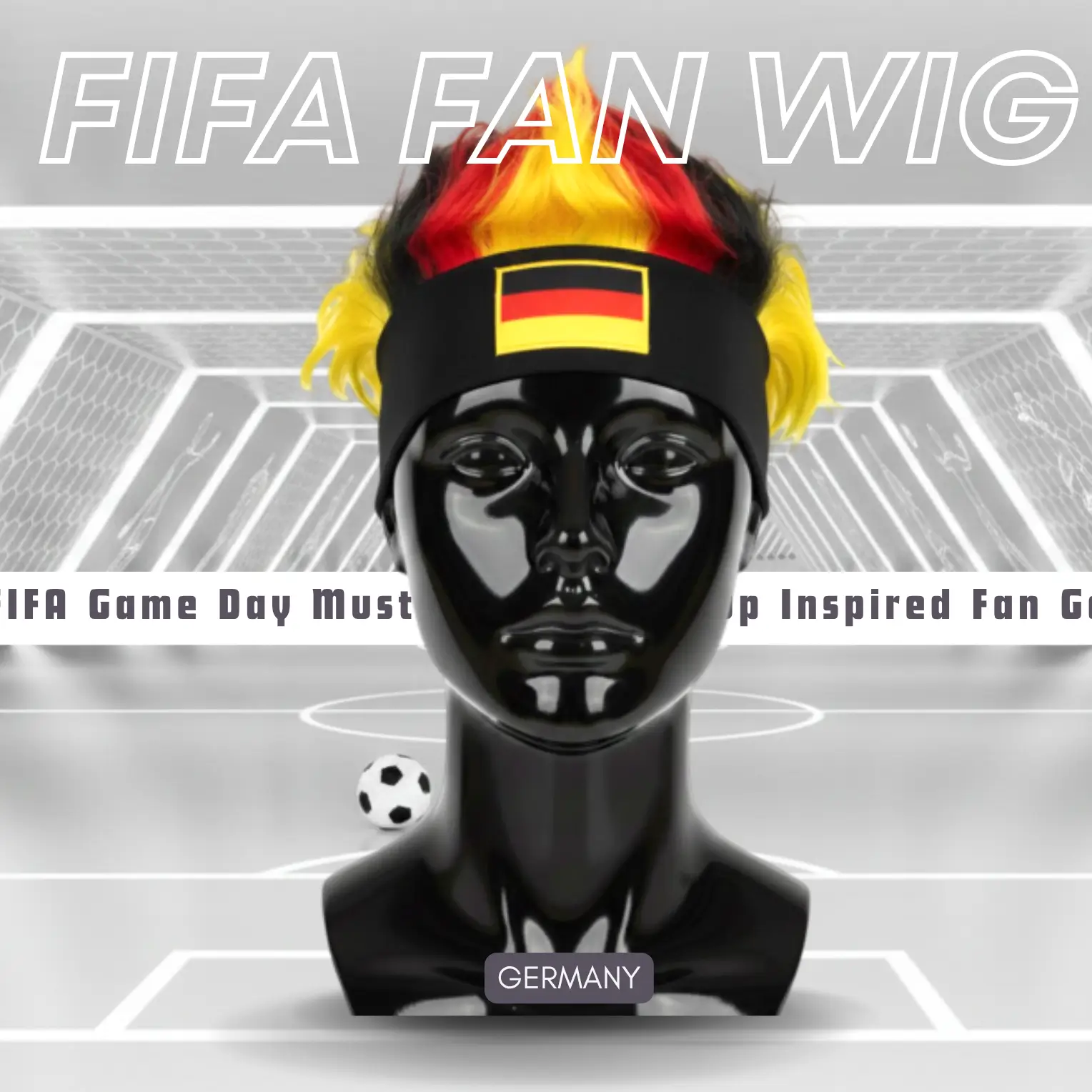Germany Flag Lightweight Polyester Fiber Fan Wig-SKU: NPS-WCP-FAN-027
