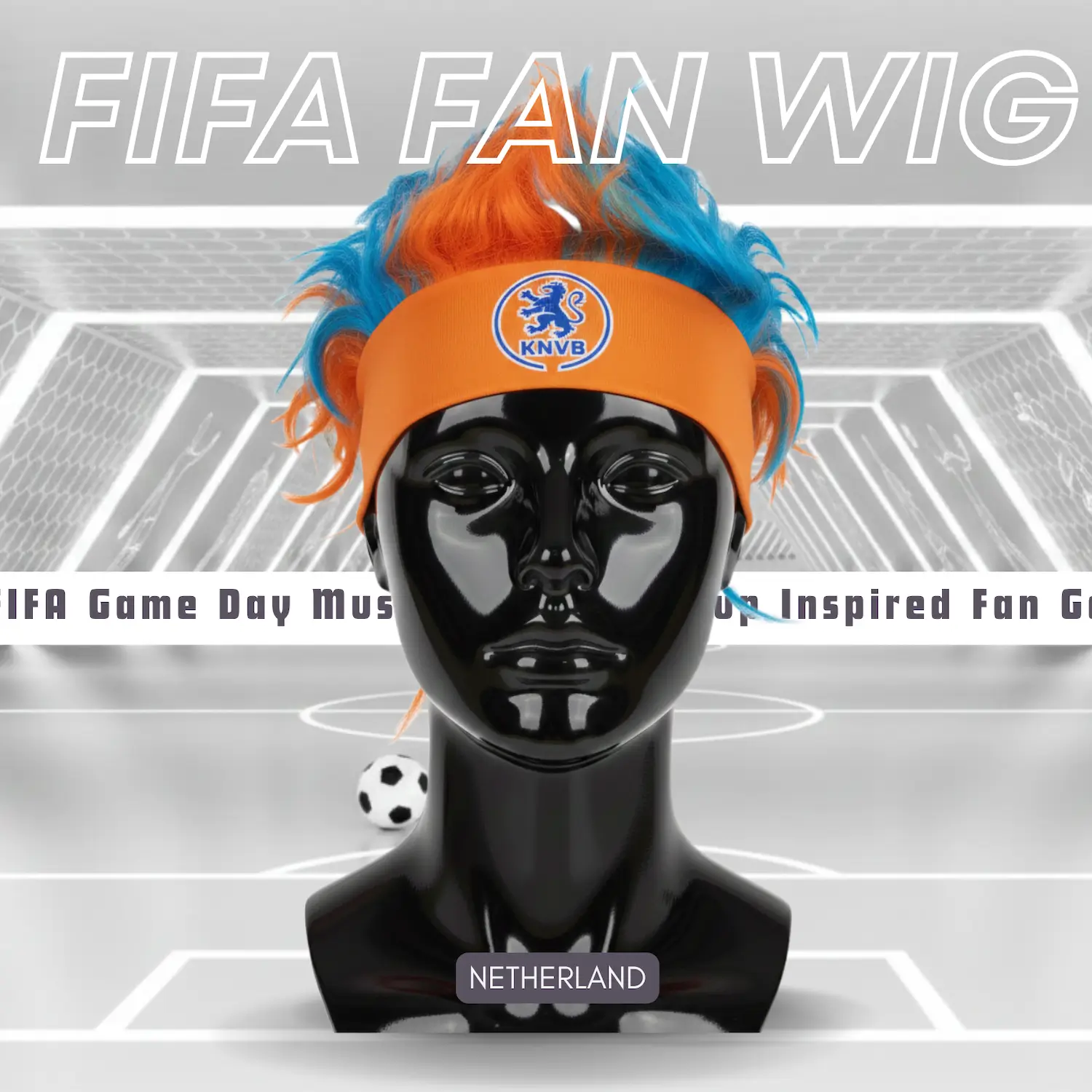Netherlands Flag Lightweight Polyester Fiber Fan Wig-SKU: NPS-WCP-FAN-027