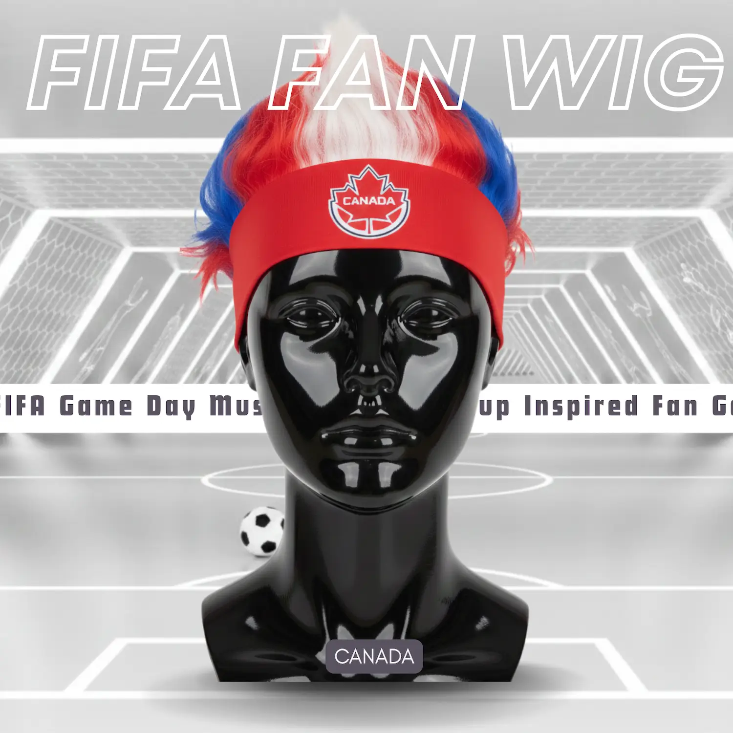 Canada Flag Lightweight Polyester Fiber Fan Wig-SKU: NPS-WCP-FAN-027