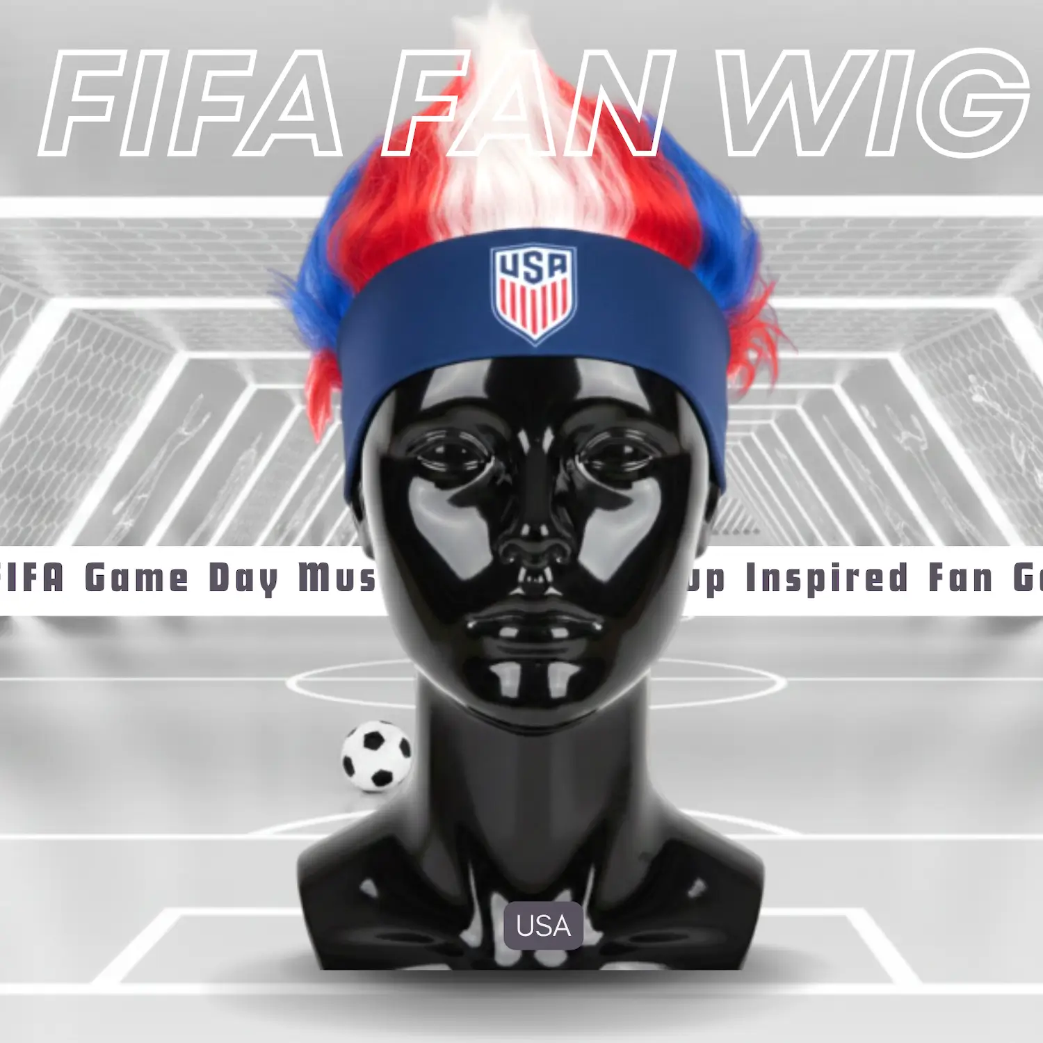 USA Flag Lightweight Polyester Fiber Fan Wig-SKU: NPS-WCP-FAN-027