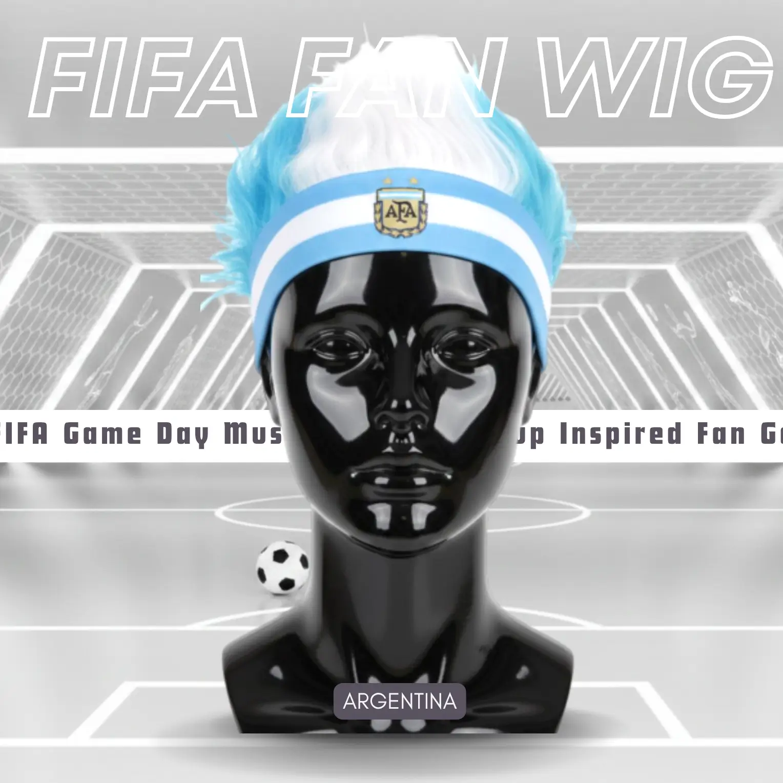 Argentina Flag Lightweight Polyester Fiber Fan Wig-SKU: NPS-WCP-FAN-027