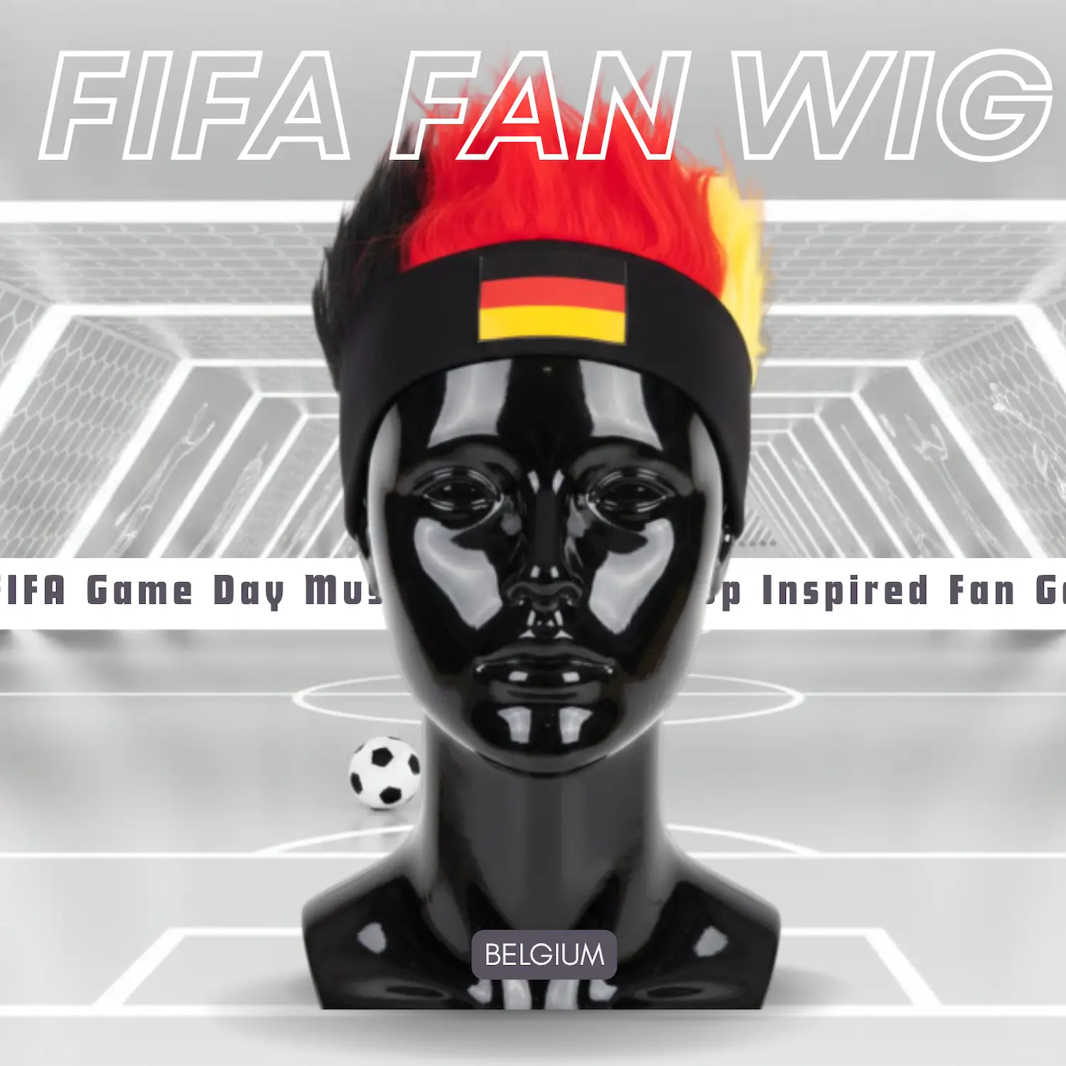 Germany Flag Lightweight Polyester Fiber Fan Wig-SKU: NPS-WCP-FAN-027