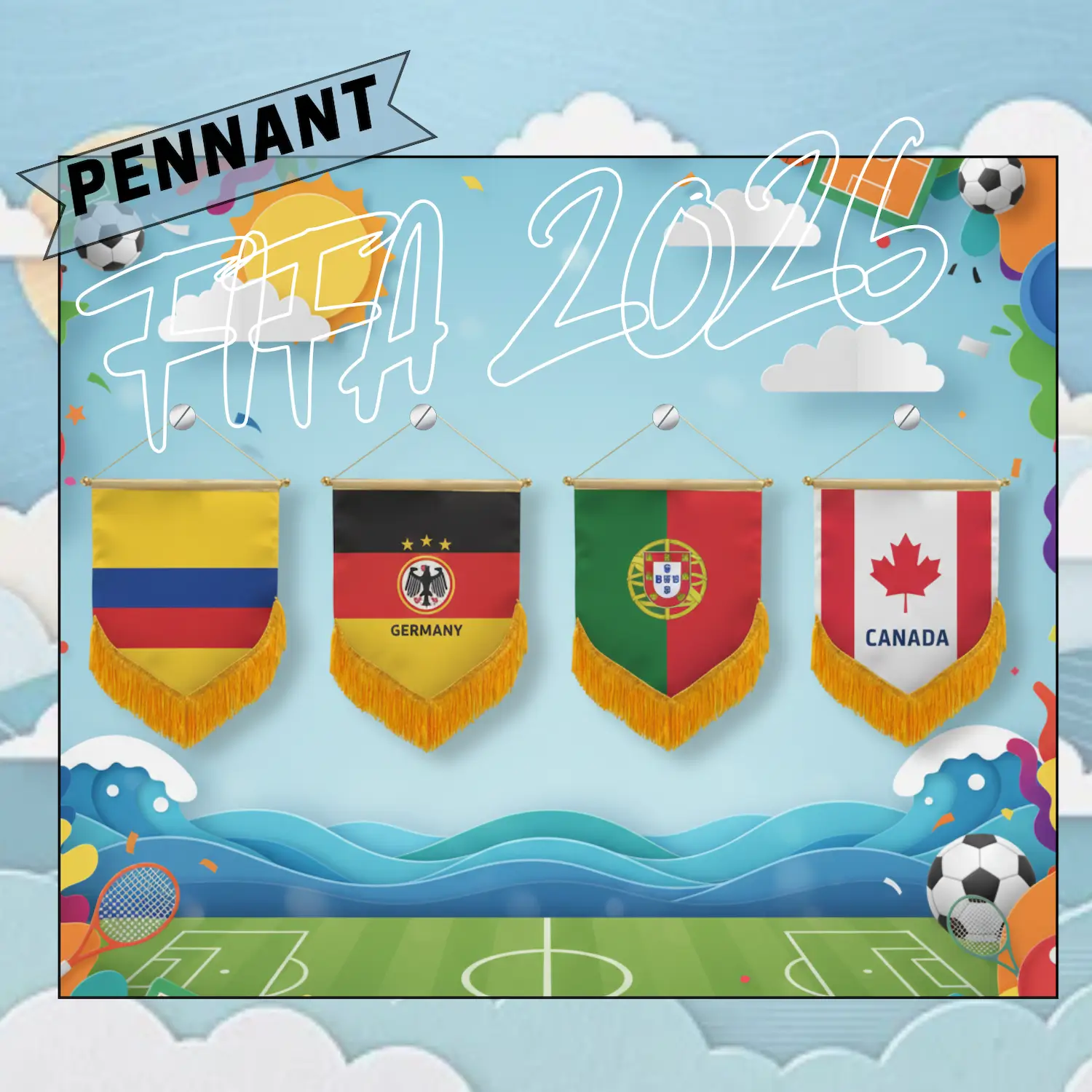 4x6 Inch Premium Sateen Custom Printed Pennant-SKU: NPS-WCP-FAN-032