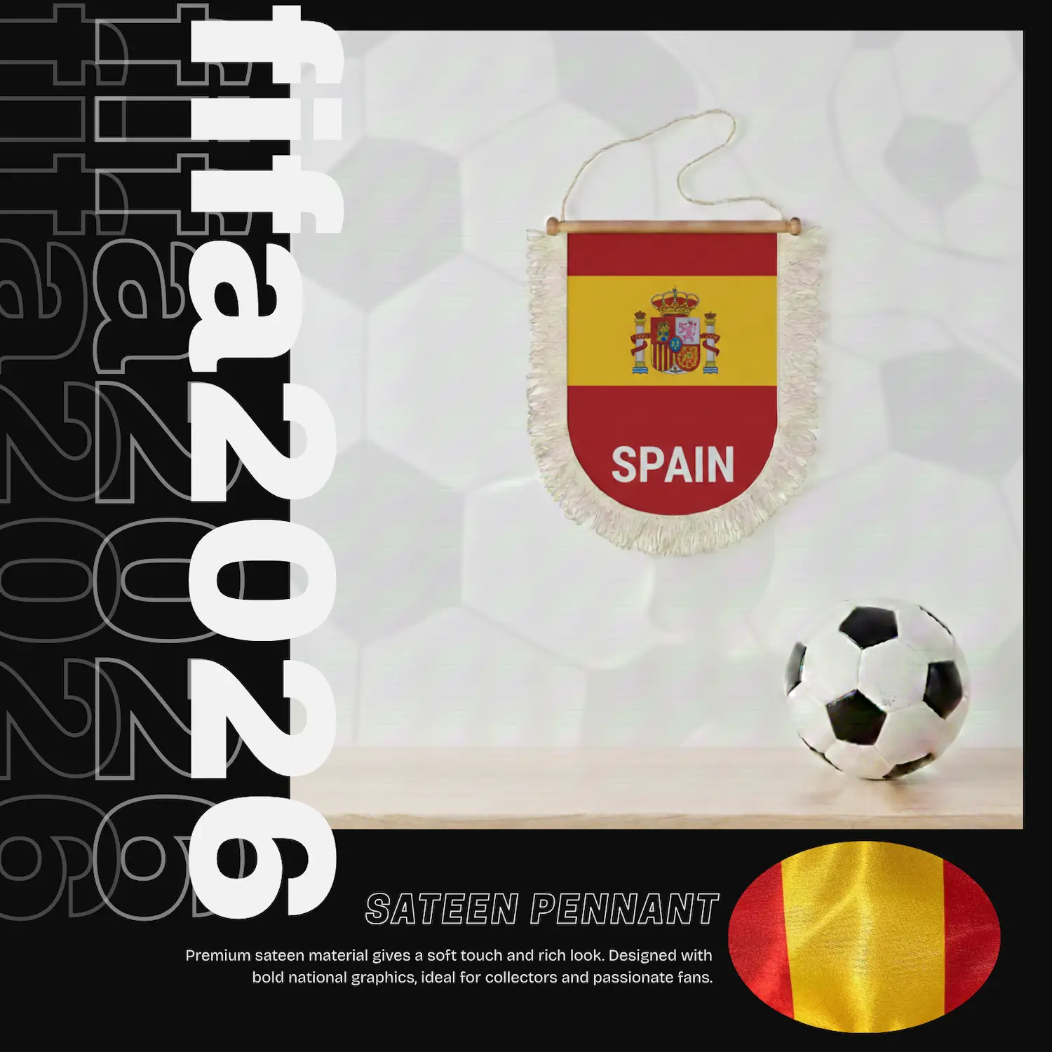 Spain National Team 30×50CM Premium Sateen Large Pennant-SKU: NPS-WCP-FAN-033