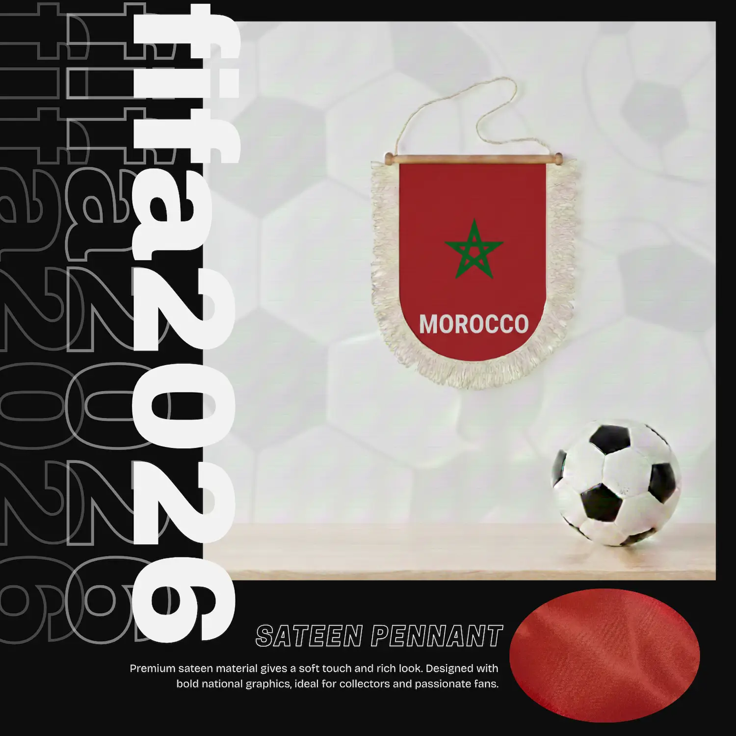 Morocco National Team 30×50CM Premium Sateen Large Pennant-SKU: NPS-WCP-FAN-033