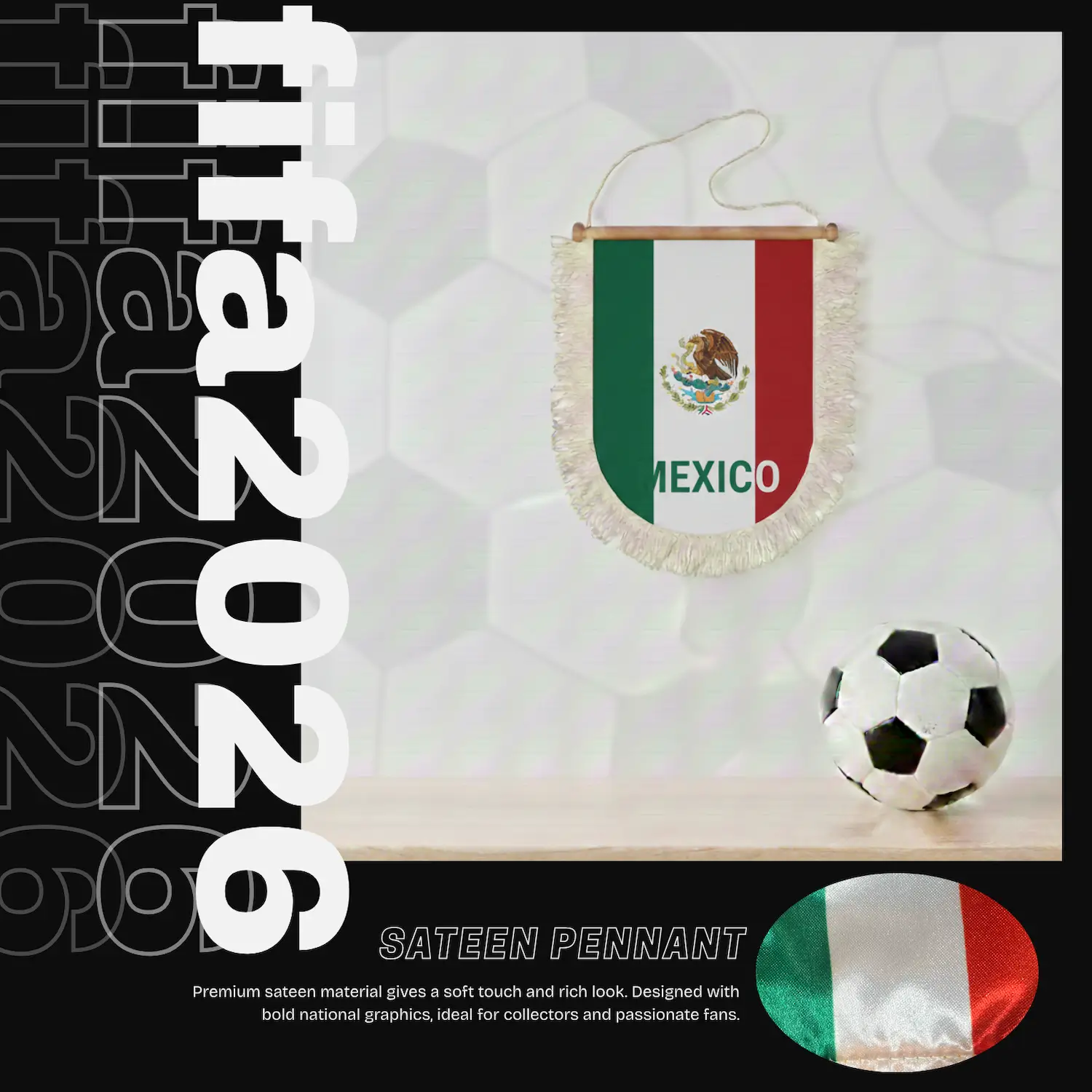 Mexico National Team 30×50CM Premium Sateen Large Pennant-SKU: NPS-WCP-FAN-033