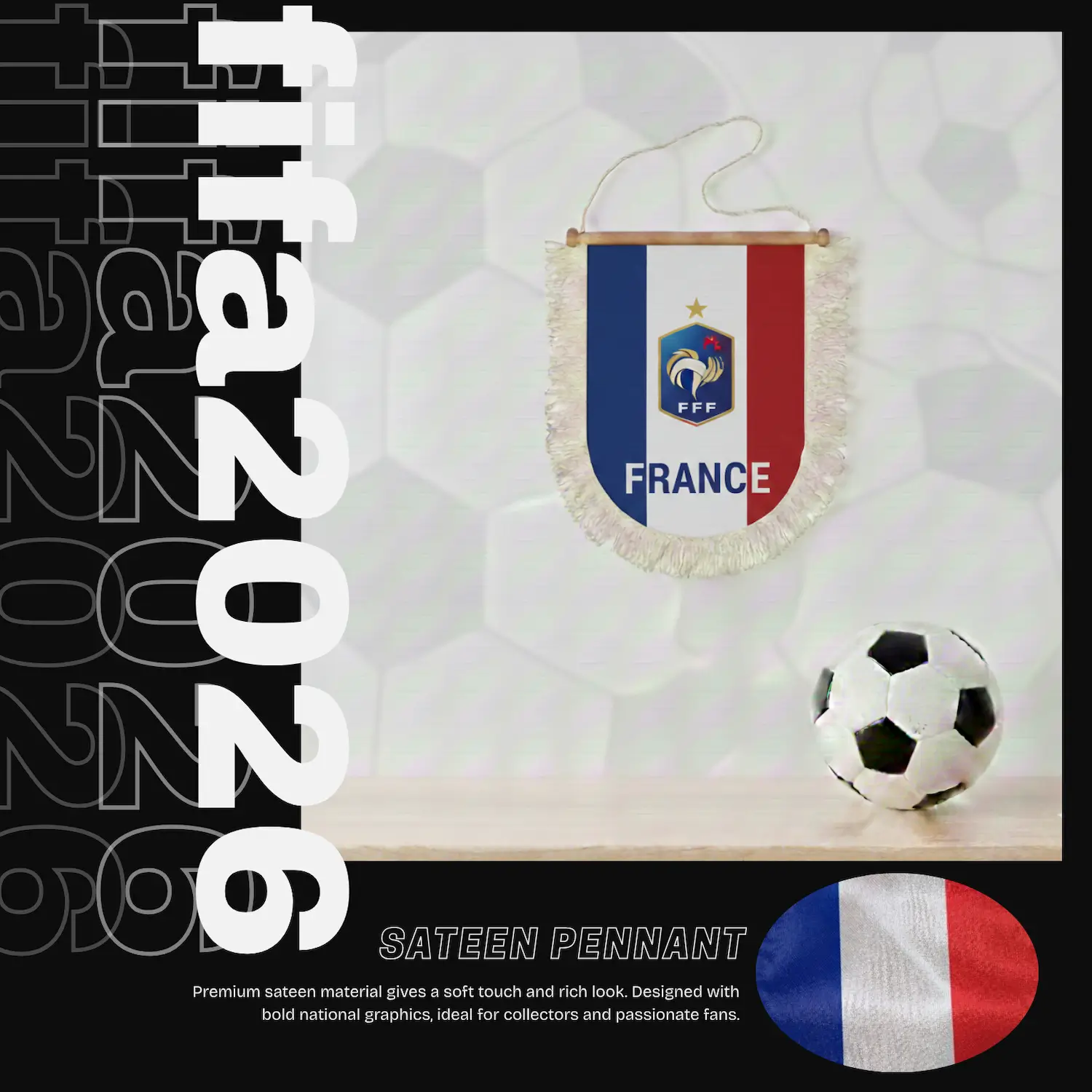 France National Team 30×50CM Premium Sateen Large Pennant-SKU: NPS-WCP-FAN-033