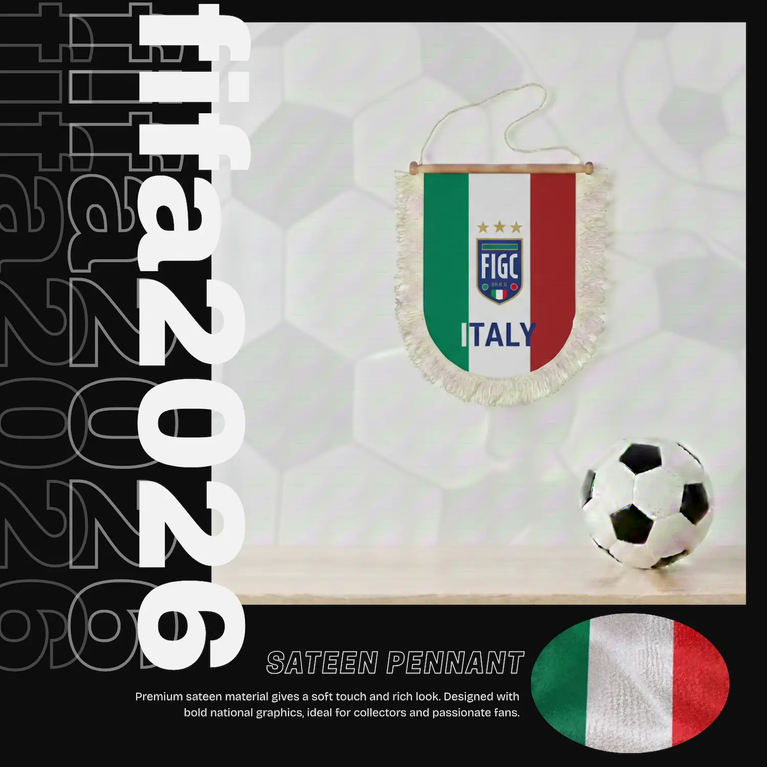 Italy National Team 30×50CM Premium Sateen Large Pennant-SKU: NPS-WCP-FAN-033
