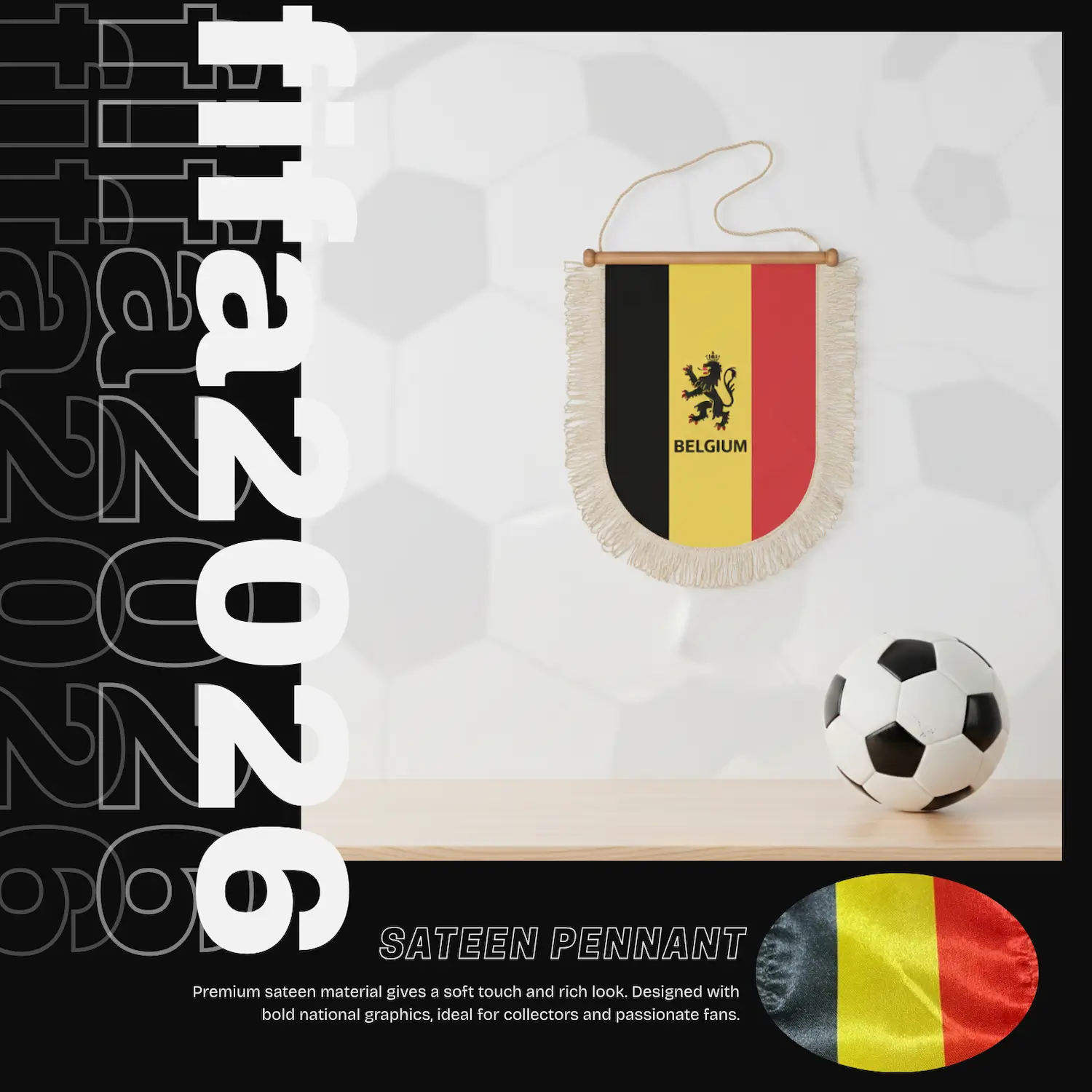 Belgium National Team 30×50CM Premium Sateen Large Pennant-SKU: NPS-WCP-FAN-033