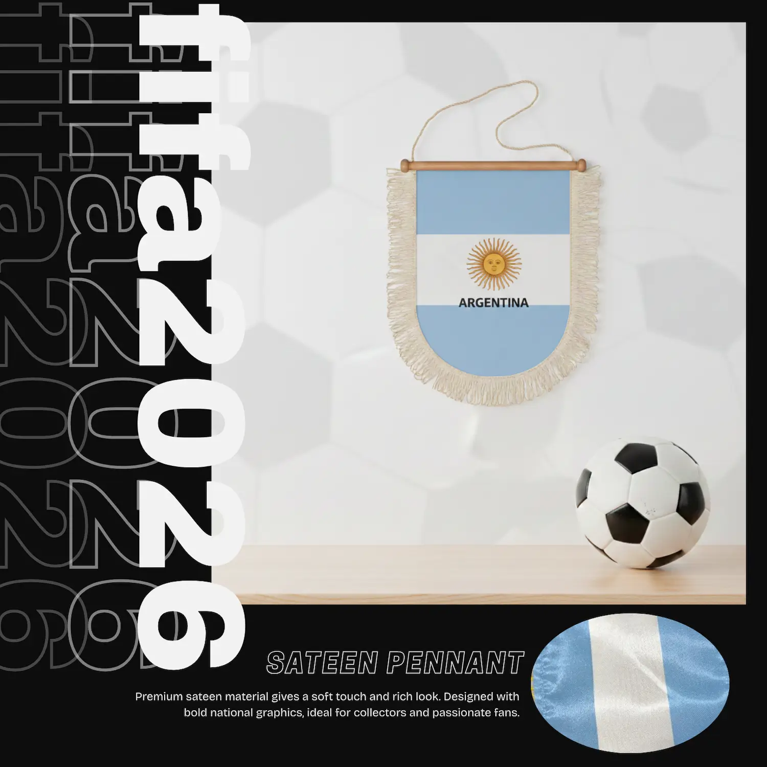 Argentina National Team 30×50CM Premium Sateen Large Pennant-SKU: NPS-WCP-FAN-033
