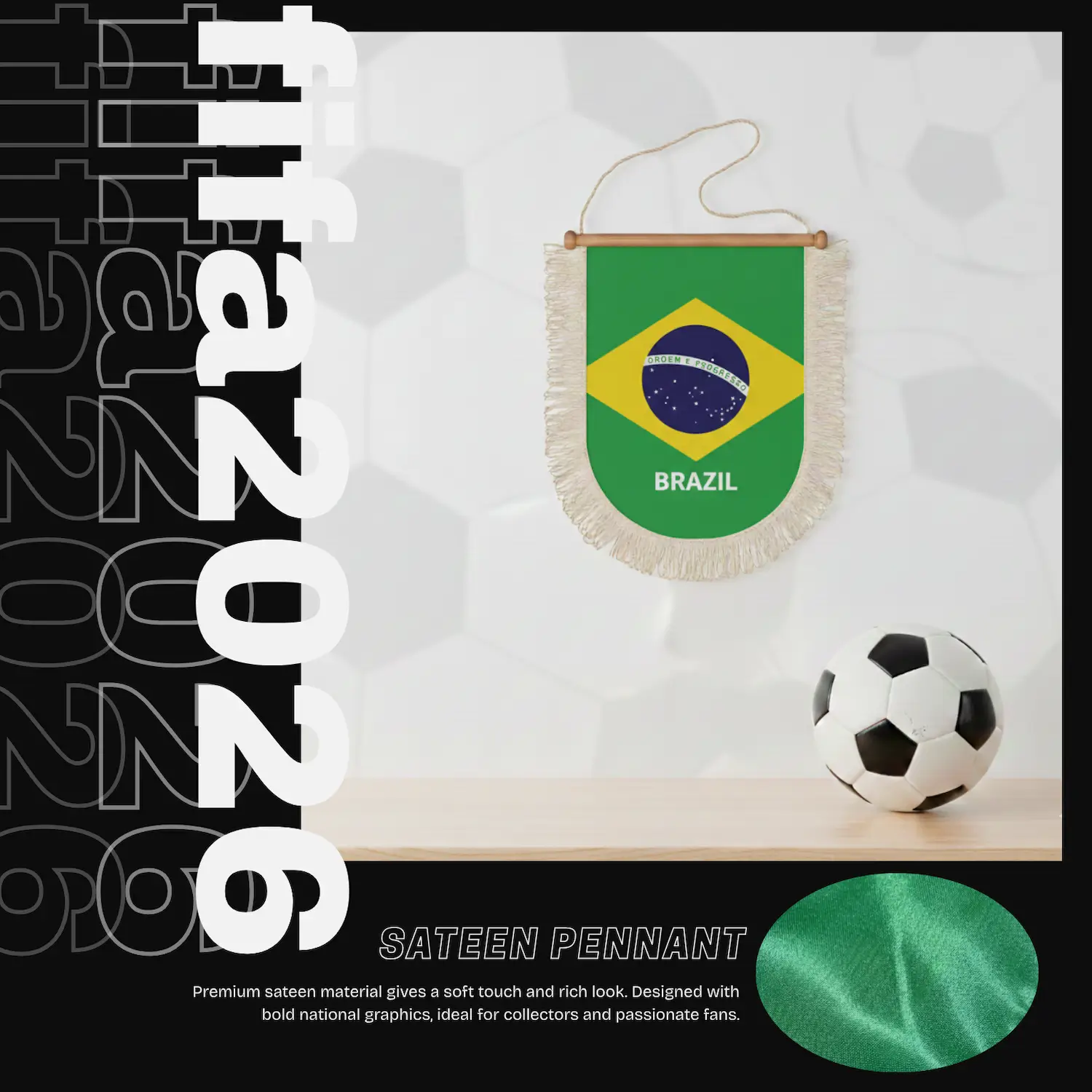 Brazil National Team 30×50CM Premium Sateen Large Pennant-SKU: NPS-WCP-FAN-033