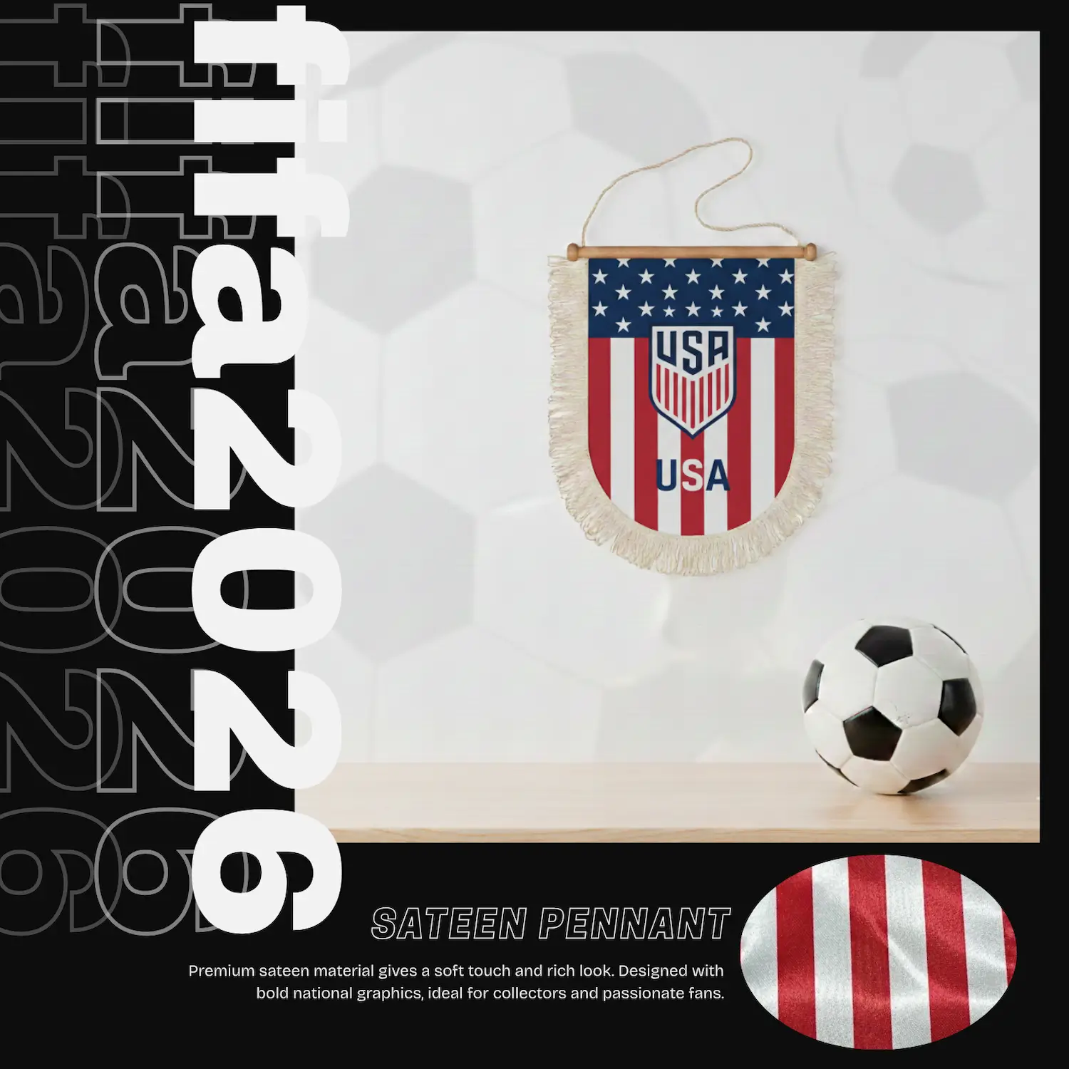 USA National Team 30×50CM Premium Sateen Large Pennant-SKU: NPS-WCP-FAN-033