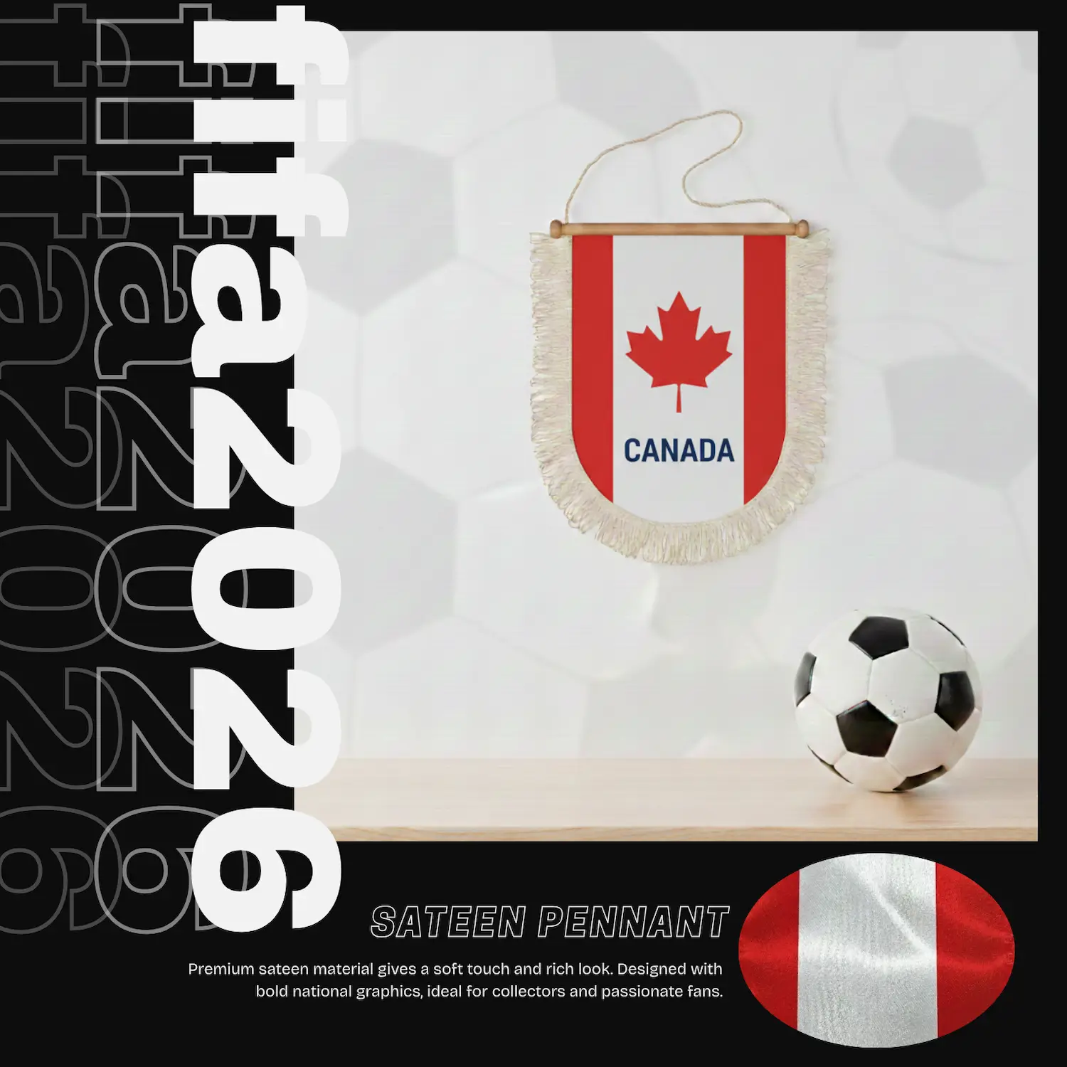 Canada National Team 30×50CM Premium Sateen Large Pennant-SKU: NPS-WCP-FAN-033
