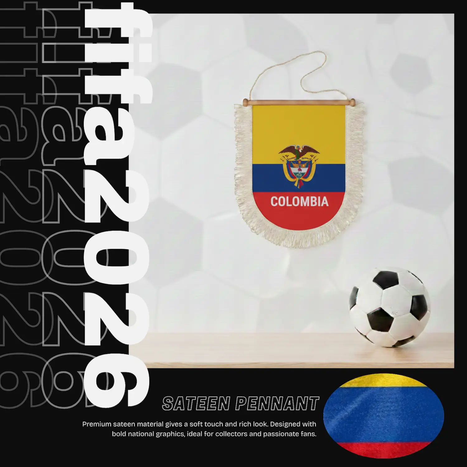 Colombia National Team 30×50CM Premium Sateen Large Pennant-SKU: NPS-WCP-FAN-033