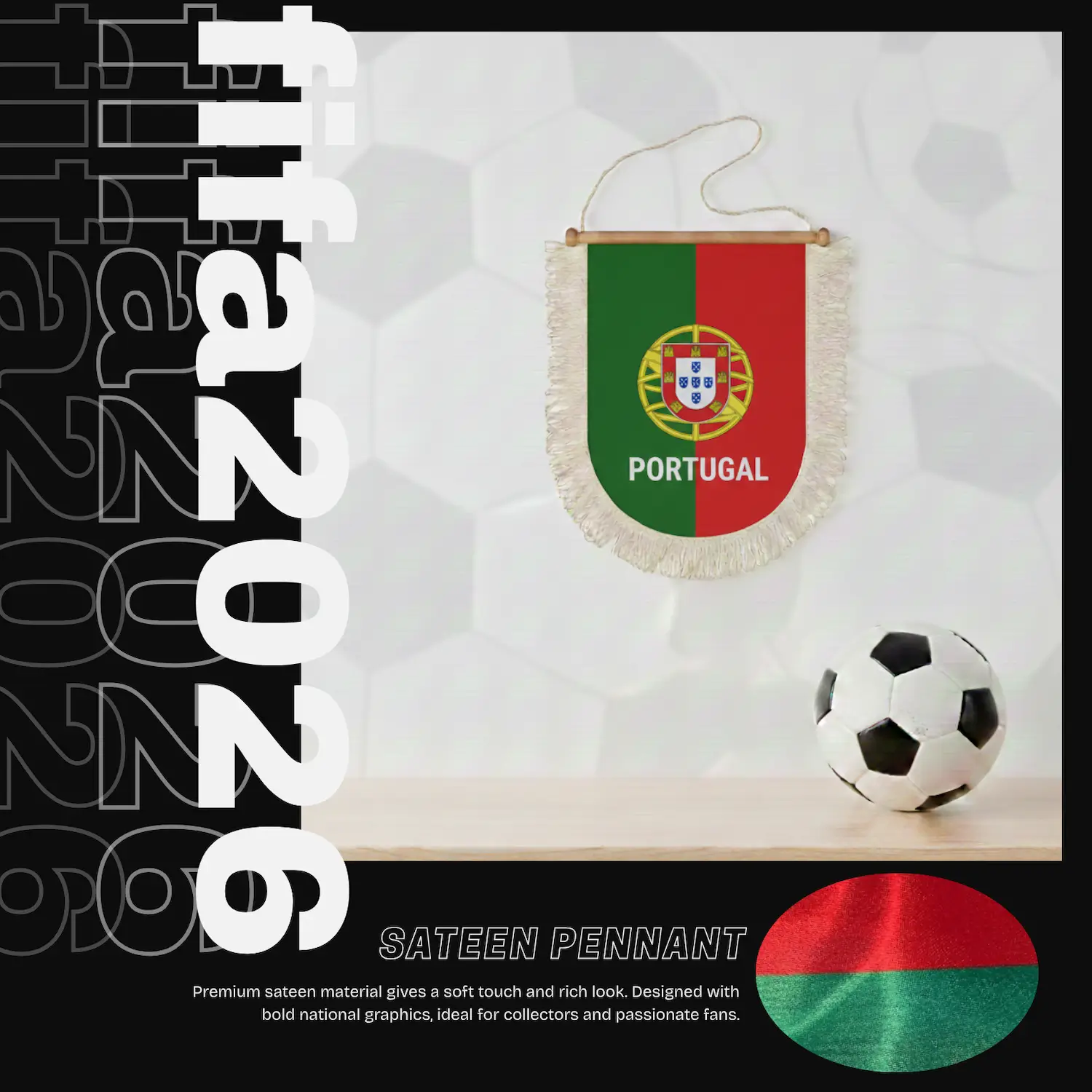 Portugal National Team 30×50CM Premium Sateen Large Pennant-SKU: NPS-WCP-FAN-033
