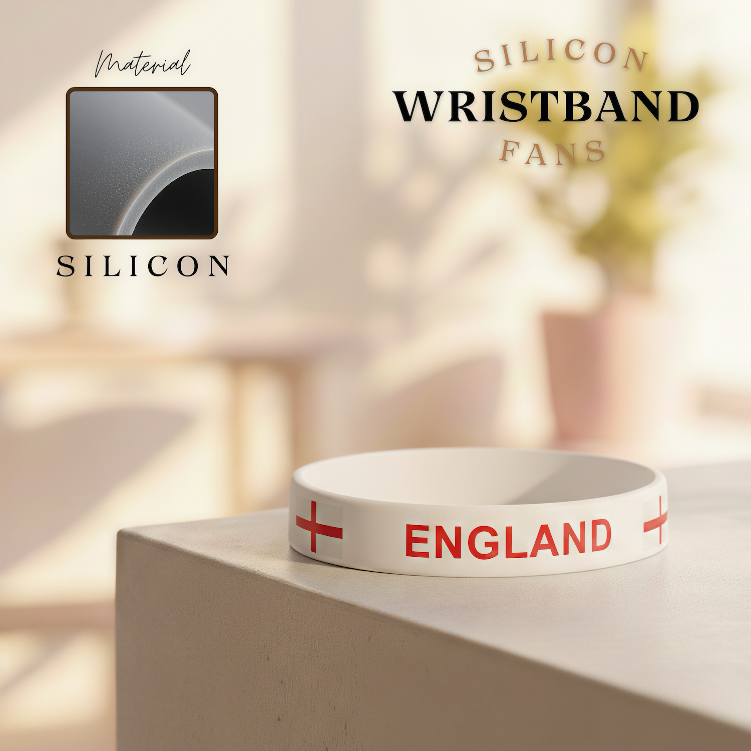 2026 FIFA World Cup England National Team Silicone Wristband - SKU:NPS-WCP-FAN-035