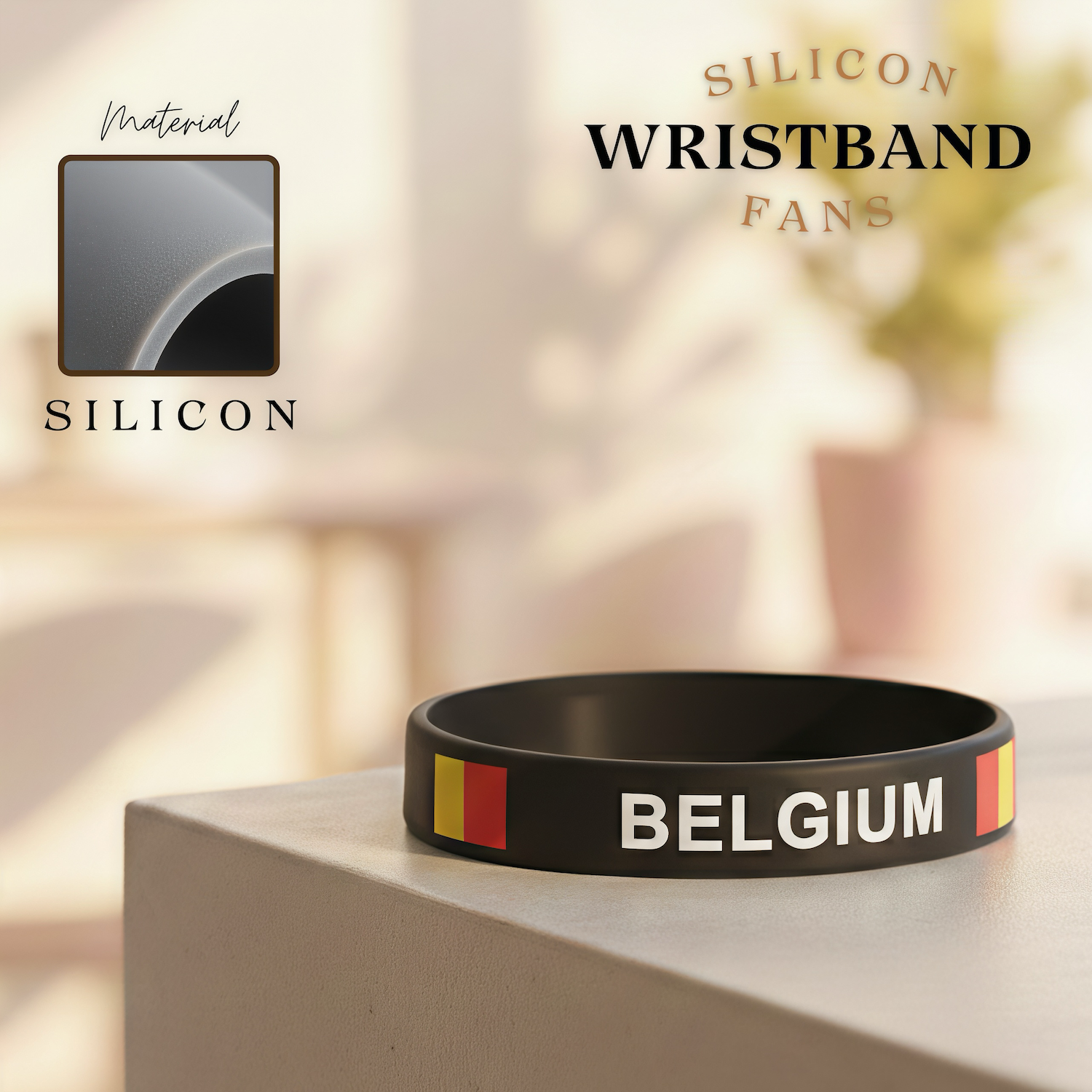 FIFA World Cup Belgium National Team Silicone Wristband - SKU:NPS-WCP-FAN-035