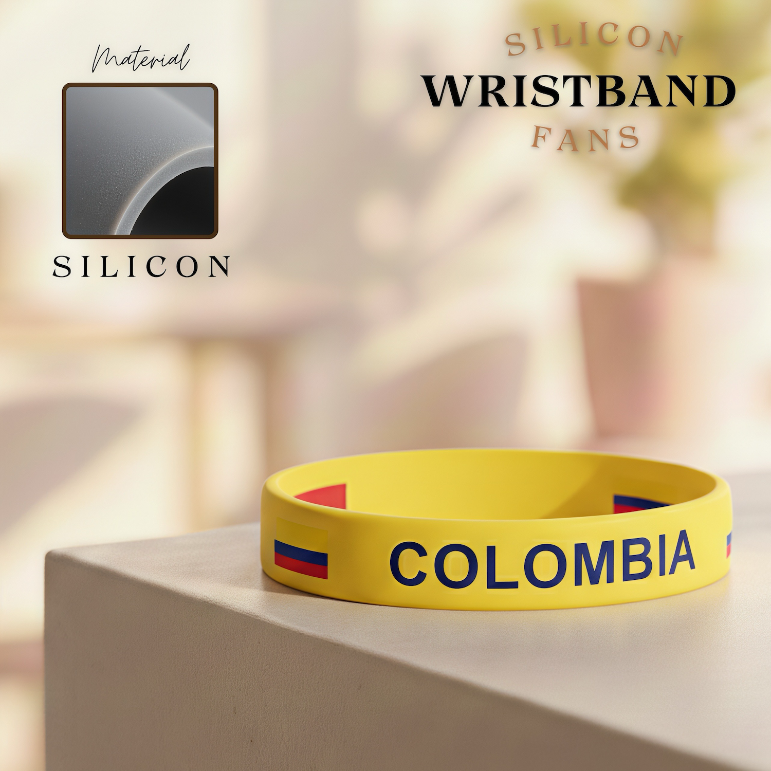 FIFA World Cup Colombia National Team Silicone Wristband - SKU:NPS-WCP-FAN-035