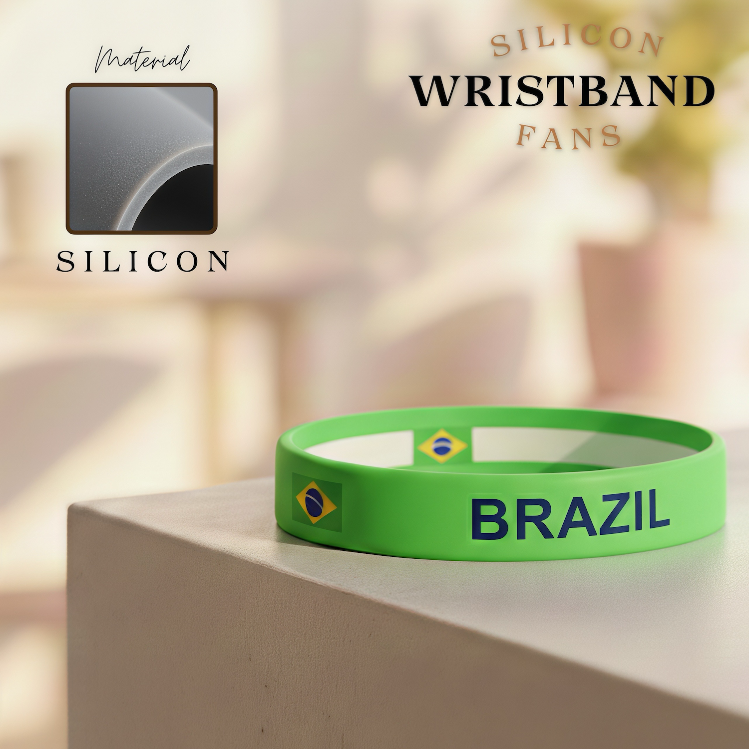 FIFA World Cup Brazil National Team Silicone Wristband - SKU:NPS-WCP-FAN-035